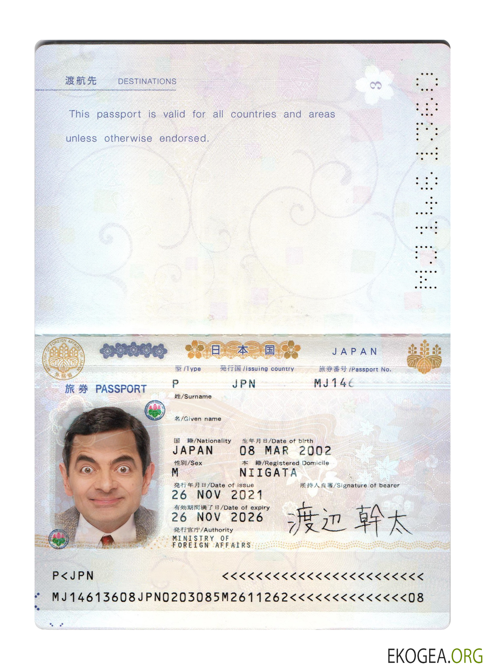 Passeport japonais 2021 présent